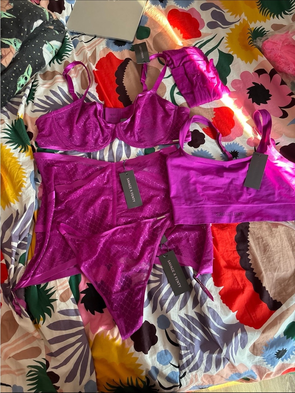 NWT Savage X Fenty 5 Piece Purple Lingerie Set